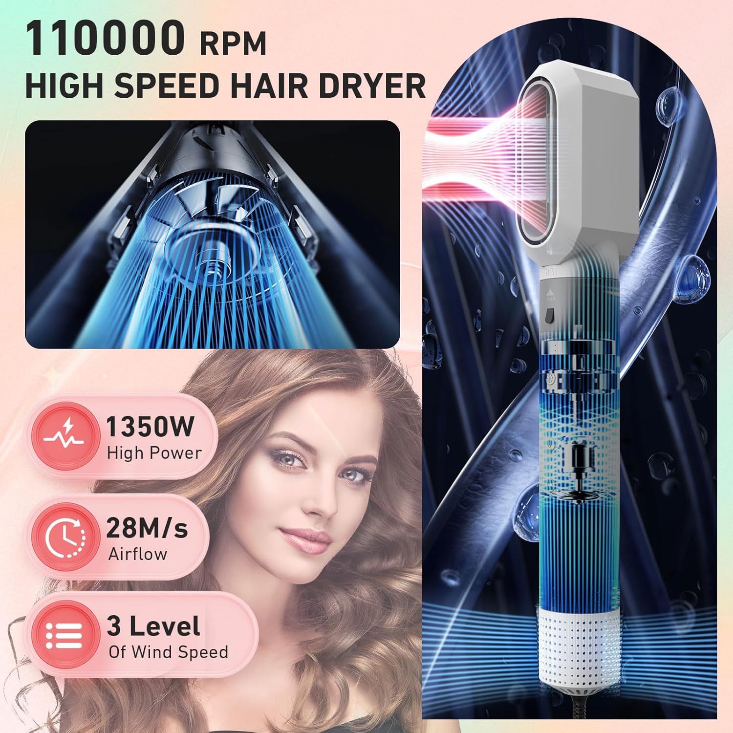 6 in 1 Hair Dryer Brush With Professional Air Hair Styler Kit